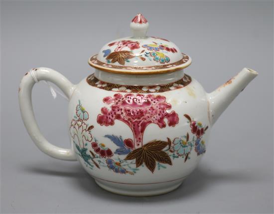 An 18th century Chinese famille rose teapot height 13cm